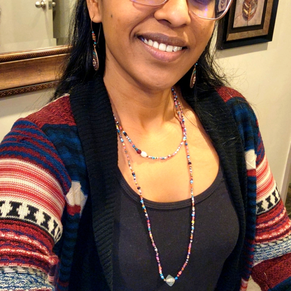 Boho earrings with matching beaded necklace ✨️